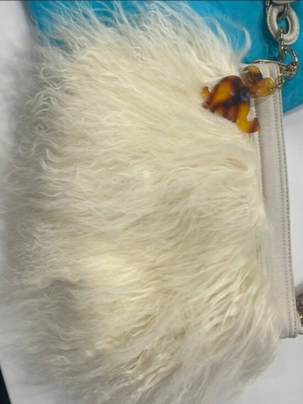 Extinctions by Iris Apfel Faux Fur Shoulder Bag with keychain